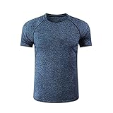 Sportshirt Herren Sommer Klassisch Mode Rundhals Herren Laufshirt Modern Urban Basic Slim Fit Stretch Herren Kurzarm Gym Outdoor Wicking Breathable S