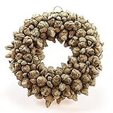 COURONNE Türkranz mit Aufhängevorrichtung 30cm in grün, gefertigt aus Kokos-Früchten - Deko aus Naturmaterialien als Herbstdeko im Shabby chic Desig