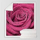 Pelzdecke mit Rosen-Wassertropfen-Muster, Aquarell-Tagesdecke, weiche Fleece-Decke, Steppdecke, Bettwäsche, Sofa, beheizte Überwurf, Decke, 200 x 150