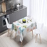 MRONEAL Grüne Bananenblatt-Tischdecke, Leicht Zu Reinigen, Wohnzimmerdekoration, Rechteckige, wasserdichte Tischdecke, Restaurantküche, Ölbeständige Tischdecke, Antifouling-Couchtisch 140x240