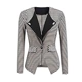 XIOUOUSD Damen-Blazer für Frühling und Herbst, langärmelig, gestreift, elegant, schlank, Business-Stil, mit einem Knopf, khaki, XXXL