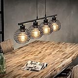 ZMH Pendelleuchte Vintage Schwarz Hängelampe Retro Industrial Hängeleuchte für Esstisch Wohnzimmer Küche Schlafzimmer hängend Kabel an der Decke Käfig Lampenschirm aus Metall 4 flammig E27 Fassung