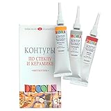 Decola Metallische Acryl Liner | Wasserbasierende 3x18ml Acryl-Liner Für Porzellan Und Glas | Farben Gold, Silber Und Kupfer | Hergestellt In Russland Von N