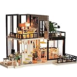 Lifesongs Kinder Mädchen Geschenk DIY 3D Dollhouse Miniatur Möbel Set LED L