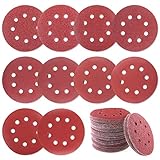 Glarks Schleifscheiben-Sortiment, 12,7 cm, 8 Löcher, staublos, Klett-Schleifpapier, Schleifpapier, Schleifpapier, verschiedene Körnung 40, 60, 80, 100, 120, 180, 240, 320, 400, 800