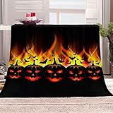 EVRDIP Groß Kuscheldecken 200x240 cm, Decke Halloween Kürbislaterne 3D-Digitaldruck Kuscheldecke Flanelldecke Weich Wohndecke als Sofaüberwurf Tagesdecke oder Wohnzimmerdeck