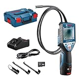 Bosch Professional 12V System Inspektionskamera GIC 120 C (1x Akku 12V + Ladegerät, Kabellänge: 120 cm, Display: 3,5’’, 4x AA-Batterie, L-BOXX)