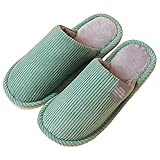 JHSLXD Hausschuhe Für Frauen Herbst Und Winter Hausschuhe Aus Baumwolle rutschfeste Hausschuhe Dicke Warme Hausschuhe Studentenwohnheim Hausschuhe Herren Hausschuhe,Grün,39.5 EU