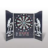 Clanmacy Elektronische Dartscheibe 27 Spiele, 243 Spielvarianten inkl 12 Dartpfeile, 100 Ersatz-Pfeilspitzen, LED Anzeige Dartboard, Dartautomat fur 16 Spieler, 8 Stufen Lautstärkereg