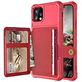 Leder-Schutzhülle für iPhone 12 Pro Max mit 3 Kartenfächern (Ausweis, Kreditkarten-Bilderrahmen oder Lizenz), 17 cm (6.7 Zoll) Fallschutz, präzise Displayschutzfolie für 2020 Veröffentlichung, R