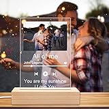 Spotify Glas Personalisiert Bilder,Foto Album Spotify Glass Song Cover Glasfoto mit Leuchtsockel,LED Licht,Personalisierte Geschenk