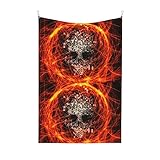 Wandteppich mit Flamme und abstraktem Totenkopf-Design, Wandbehang für Schlafzimmer, ästhetisches Banner, Foto-Hintergrund, Dekoration, 101,6 x 152,4