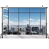 LYWYGG 7x5FT Fenster Foto Hintergrund Wand Büro Hintergrund Wand Studio Hintergrund Wand Live Broadcast Hintergrund Videokonferenz Hintergrund Außenlandschaft Home Office Home Dekoration CP-311