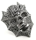 Ring Skull Totenkopf Devil massiv 925 Silber Zirkonia schw