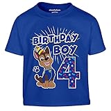 PAW PATROL - Geburtstag 4 Jahre Chase Birthday Boy Kinder Jungen T-Shirt 116 B
