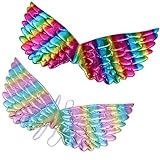 KESYOO 2pcs Kostüm Flügel Engelsflügel Regenbogen Kinder Erwachsene Engelskostüm Einhorn Kostüm Halloween Karneval Weihnachten Maskerade Cosplay Fasching Party Kostüm Zubehö