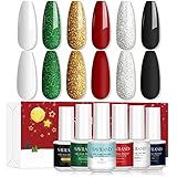 Saviland Uv Nagellack Set - 6Pcs Gelpoliermittel Set 7.5Ml Uv Lampe Für Gelnägel Soak Off Led Uv Nagellack Kit Maniküre Gel Nagellack Diy Weihnachten Neujahr Geschenk Gel Nagellack Set Für F