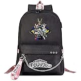 Qwhone My Hero Academia Schulranzen Deku Schulrucksack Anime Schultaschen Kinderruchsack Unisex Backpack Jungen Mädchen Rucksäcke College Schulrucksack Kinder Daypacks,Black 5