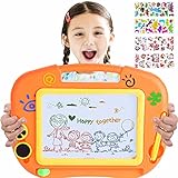 Herefun Magnetische Maltafel Zaubertafel, Kinder Bunt Zeichenbrett, Schreibtafel Kinder mit 2 Stempeln 4 Aufkleber, Löschbar Reißbrett für Gekritzel Skizze Zeichnung, Kindergeschenk Mädchen Jung