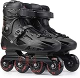 Inline Skates Verstellbare Rolle Erwachsene Fitness Inline Schlittschuhe Rollenklingen Eicating Einstellbare Größe Kinder Kinder Erwachsene Männer und Frauen im Freien Inline Skates, Schwarz Komp