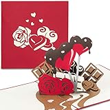PaperCrush® Pop-Up Karte Herz & Schokolade - 3D Geburtstagskarte, Geschenkkarte für Frau, Freundin oder Mutter - Liebeskarte zum Hochzeitstag oder Jahrestag (Ich Liebe Dich Karte)
