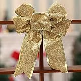 HIAQIMEI 10Pcs Weihnachtsbögen Große dekorative Bandbögen Weihnachtsbedarf für Weihnachtsbaumkränze präsentiert Dekoration 25x20CM