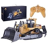 LTGO 2-in-1 Ferngesteuerter Bulldozer, 9 Kanal 2.4GHz RC Kriecher Gabelstapler Modell Mit Licht und Ton, 1:16 Baufahrzeug Spielzeug mit Bohren für Kinder und Erw
