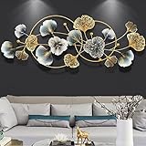 DFWER Wanddeko Metall Kreative Golden Ginkgo Leaf 3D Wandschmuck, Perfekte Schmiedeeisen Wandverzierung, für Wohnzimmer Hotel Hintergrund Wandverzierung