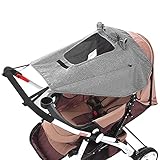 JuneJour Kinderwagen Sonnensegel Universal mit Sichtfenster Verstellbar Sonnenschirm Sonnenschutz Sonnenverdeck für Kinderwagen UV Schutz für Buggy Baby(Typ4-grau)