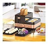 JEANMISS Breakfast Helper Mini 3-In-1-Frühstücksmaschine, Elektrische Multifunktions-Toaster-Brotmaschine, Antihaftbeschichtete Haushaltsbratpfanne, Grill, Dampfgarer,Schw