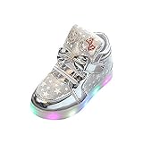 Lazzboy Kleinkind Baby Mode Turnschuh Stern Leuchtendes Kind Beiläufige Bunte Helle Schuhe Turnschuhe Sterne Leucht Casual Licht Mesh Sommer Sportschuhe(Silber,22)