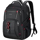 KROSER Laptop Rucksack Herren Schulrucksack für 17.3 Zoll（43cm）Laptop Daypack Multifunktion Business Notebook Taschen Wasserdicht Großer mit RFID-Taschen für Arbeit/Reisen/Männer/Jungen-Schw