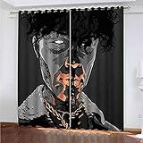 RUQLHE Vorhang Blickdicht Mode Herrendruck 264x214 cm, Gardinen Wohnzimmer mit ösen, Vorhang Verdunkelung Schallschutz Sonnenschutz, Stoff sehr Weich knitterfest, 2er-S