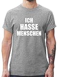 Sprüche Statement mit Spruch - Ich Hasse Menschen - XL - Grau meliert - ich Hasse alle Menschen Tshirt - L190 - Tshirt Herren und Männer T-S