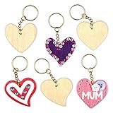 Baker Ross AF906 Ross Schlüsselanhänger aus Holz mit Herzmotiven für Kinder zum Bemalen und Dekorieren zum Valentinstag oder Muttertag (8 Stück)