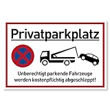 Privatparkplatz Schild Parken Verboten (30x20 cm Kunststoff) - Fahrzeuge Werden kostenpflichtig abgeschleppt - Klares Zeichen für Parkverbot - Parkplatz Schilder Privatgrundstück