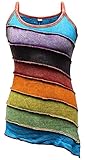 Shopoholic Mode Damen Stonewashed Rainbow Gestreift Hippie Boho Tank top - Mehrfarbig, X-Larg