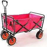 Eortzzpc Handwagen Multifunktions-Einkaufswagen-Falten-Garten-Strand-Massen-Speicher-Weitwwitender Reifen-Bremslast 80 kg Hand-LKW-Speicher (Farbe: Rosa, Größe: 85x58x100cm),Trolley Cart für Multi-U