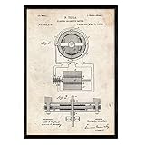 Poster Nacnic Magnetmotor patentieren lassen. Blatt mit altem Design-Patent in der Größe A3 und Vintage-Hinterg