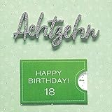 Perleberg Geburtstagskarte zum 18. Geburtstag Lettering Surprise - Achtzehn - 15 x 15 cm, 7783001-2