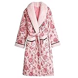 DHDHWL Bademantel Winter dreischichtige gesteppte gepolsterte Home Service Verdicken Flanell Bademantel warm Frau Casual Coral Fleece Quilted Roben Frauen 3XL (Color : LX-86299, Size : XXL)