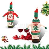 Titosha 2PCS Weihnachten Weinflaschen Taschen, Weihnachten Flaschen Deko, Wiederverwendbare Wein-GeschenktüteWeihnachten Weinflasche Cover, für Weihnachtsfeier Dekorationen Festival Dinner Party