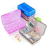 4 Stück Pillendose tragbar klein wöchentlich Reise Pillen Organizer Tasche Pillendose Spender tägliche Erinnerung Sortierer Nahrungsergänzungsmittel Medizin Boxen 2 mal täglich Vitamin-Halter B