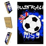 EZIOLY Australien-Flagge Fußball gegen Muster, digitaler Wecker, Anzeige von Uhrzeit, Temperatur, Datum, LED, Holz, Harz, USB/batteriebetrieben, Klangsteuerung, Energieeinsparung für Schlafzimmer Bü