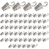 Edelstahl Gardinenclips Metall Duschvorhangclip Hängende Gardinenringe,Mehrzweck Vorhang Clips mit Klammer Haken Clip,für Vorhänge Fotos Home Dekoration Duschvorhang Hängende,Silber 60 Stück