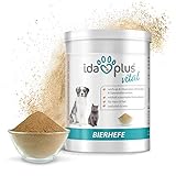 Ida Plus - Reines Bierhefe-Pulver - 500g - 100% Naturprodukt für Hunde, Katzen & Pferde - Futterergänzung für glänzendes Fell & kräftige Haut - reich an B-Vitaminen, Mineralien & Sp