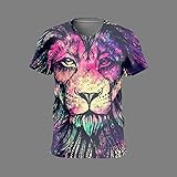 XiaoHeJD Neues 3D Galaxy Wolf Print T-Shirt Männer Frauen Mode 3D Hip Hop T-Shirt Cooles Tier Kurzarm Sommer Wolf T-Shirts, 7, XXXXL