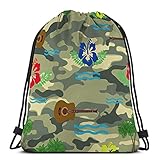 Gym Kordelzugbeutel Tanz Sport Gym Leichte Kordelzugbeutel Sackpack Wellen Hibiskus Gitarre Palme Militär Hawaiianische Zeichnung