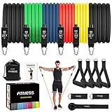 YUANMIU 200lbs Resistance Bands, Fitnessbänder Set 14er Pack Widerstandsbänder Set Expander mit 6 Fitnessbänder, Griffs und Türanker für Krafttraining Muskelaufbau Pilates Physiotherap