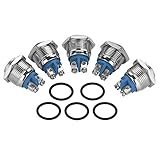 5 Teile/Satz Taster 16mm 250 V Knopftaster Wasserdicht 2Pin Mini Drucktaster Selbsthemmung Metall(Hoher Kopf)